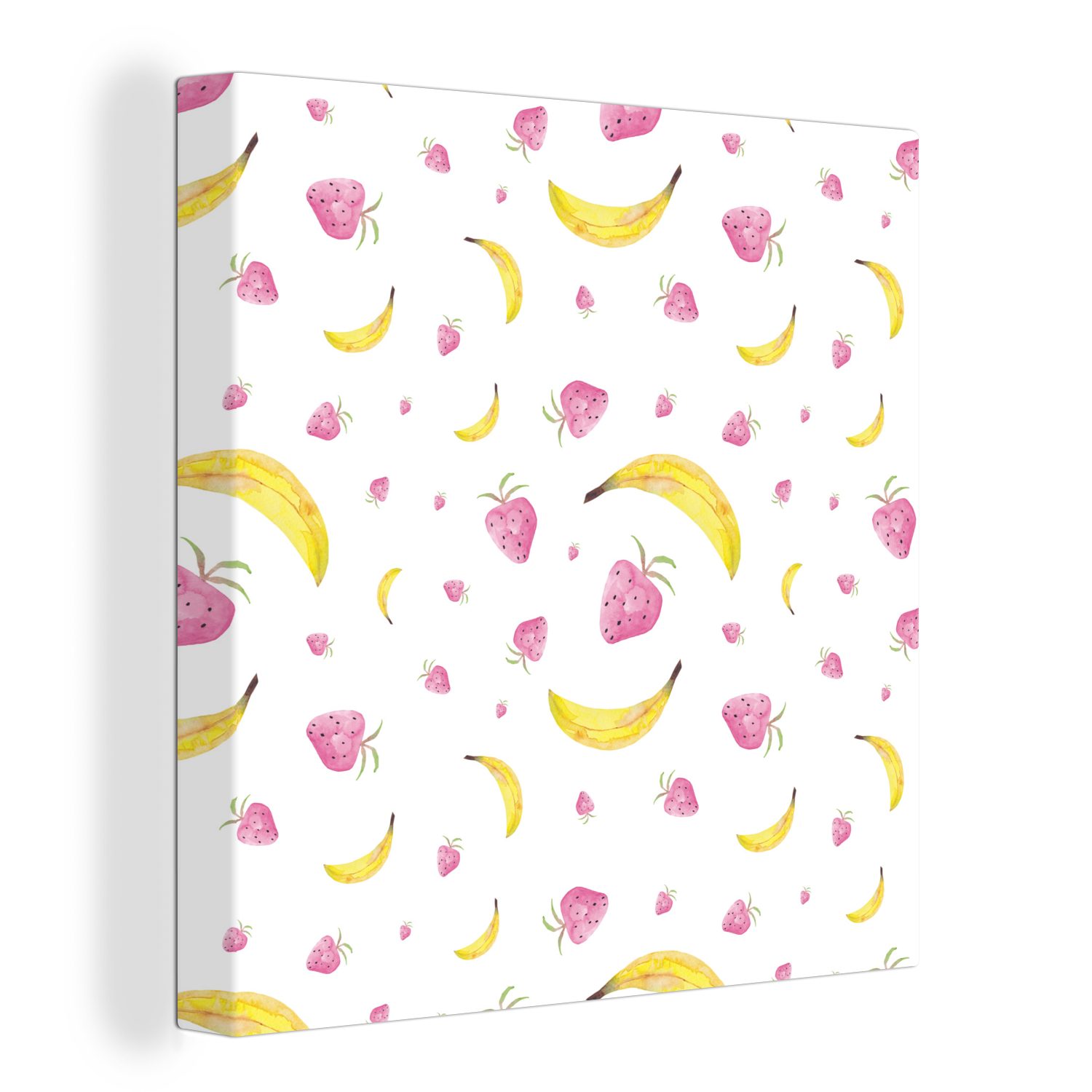OneMillionCanvasses® Leinwandbild Banane - (1 Schlafzimmer Erdbeere Weiß Leinwand St), Design, - - für Bilder Wohnzimmer