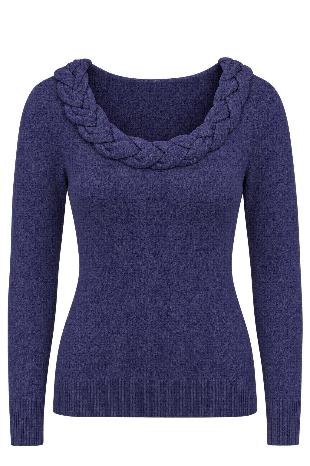 Passioni Strickpullover mit 3/4-Ärmeln und Zopfdetail