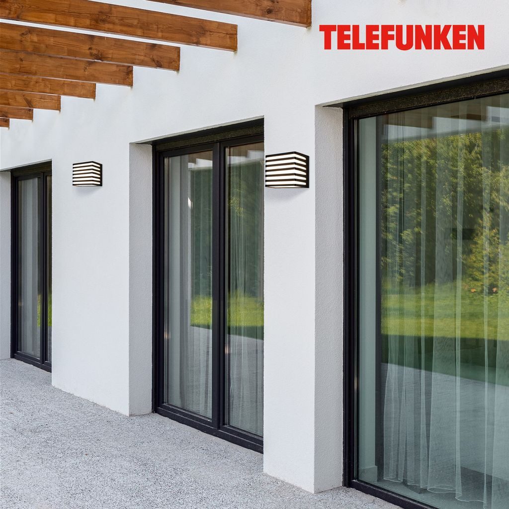 Telefunken Außen-Wandleuchte 321905TF, LED fest integriert, 2700K - Extra-Warmweiß, LED Wandleuchte Aussen 11x11x11 cm Schwarz Hauswand Balkon Terrasse