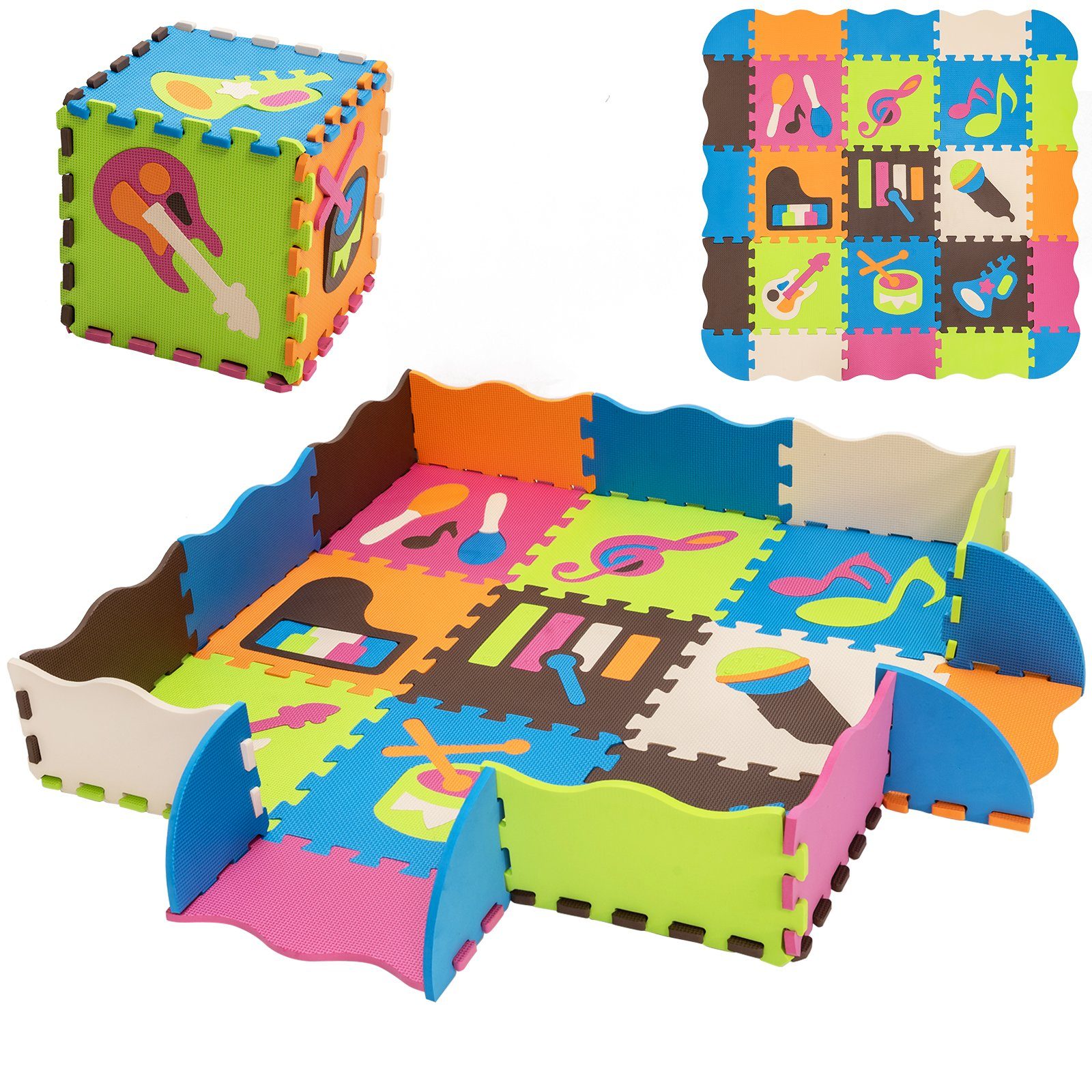 "mit Zaun" Spielmatte Spielteppich Puzzlematte Kinderteppich Schutzmatte Kit Neu 