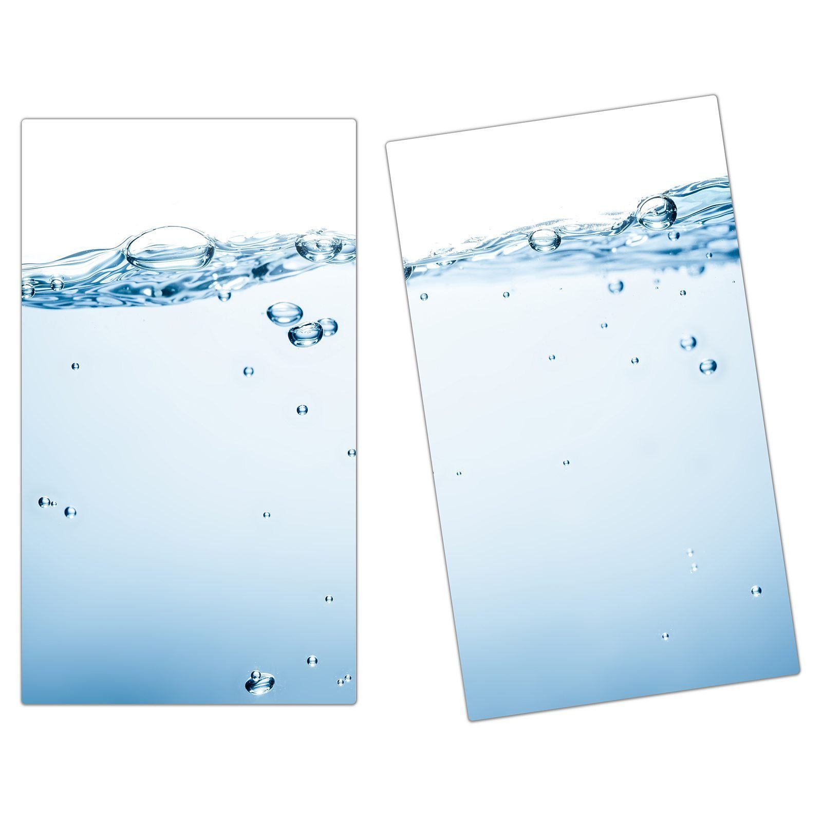 (2 Glas, Glas Herd-Abdeckplatte aus Herdabdeckplatte tlg) Wasserblasen, Primedeco Spritzschutz