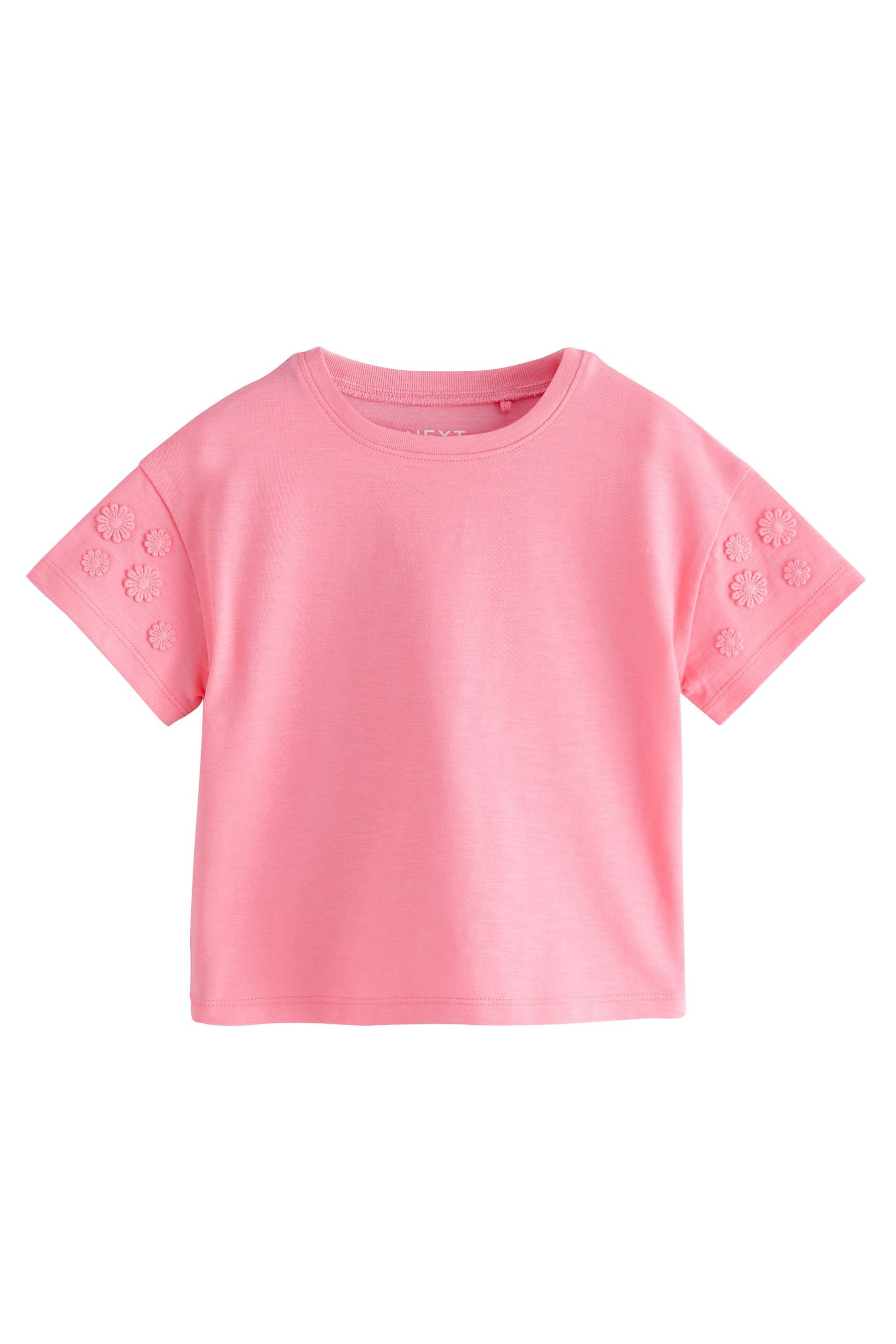 T-Shirt Kurzarmshirt aus 100 % Baumwolle mit Blume