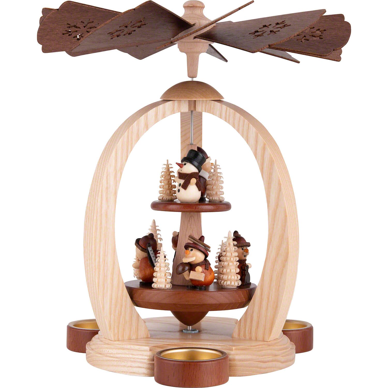 Erzgebirge-Palast Weihnachtspyramide 2-stöckige Pyramide Waldleute zur Weihnachtszeit - Exklusiv (26cm) von