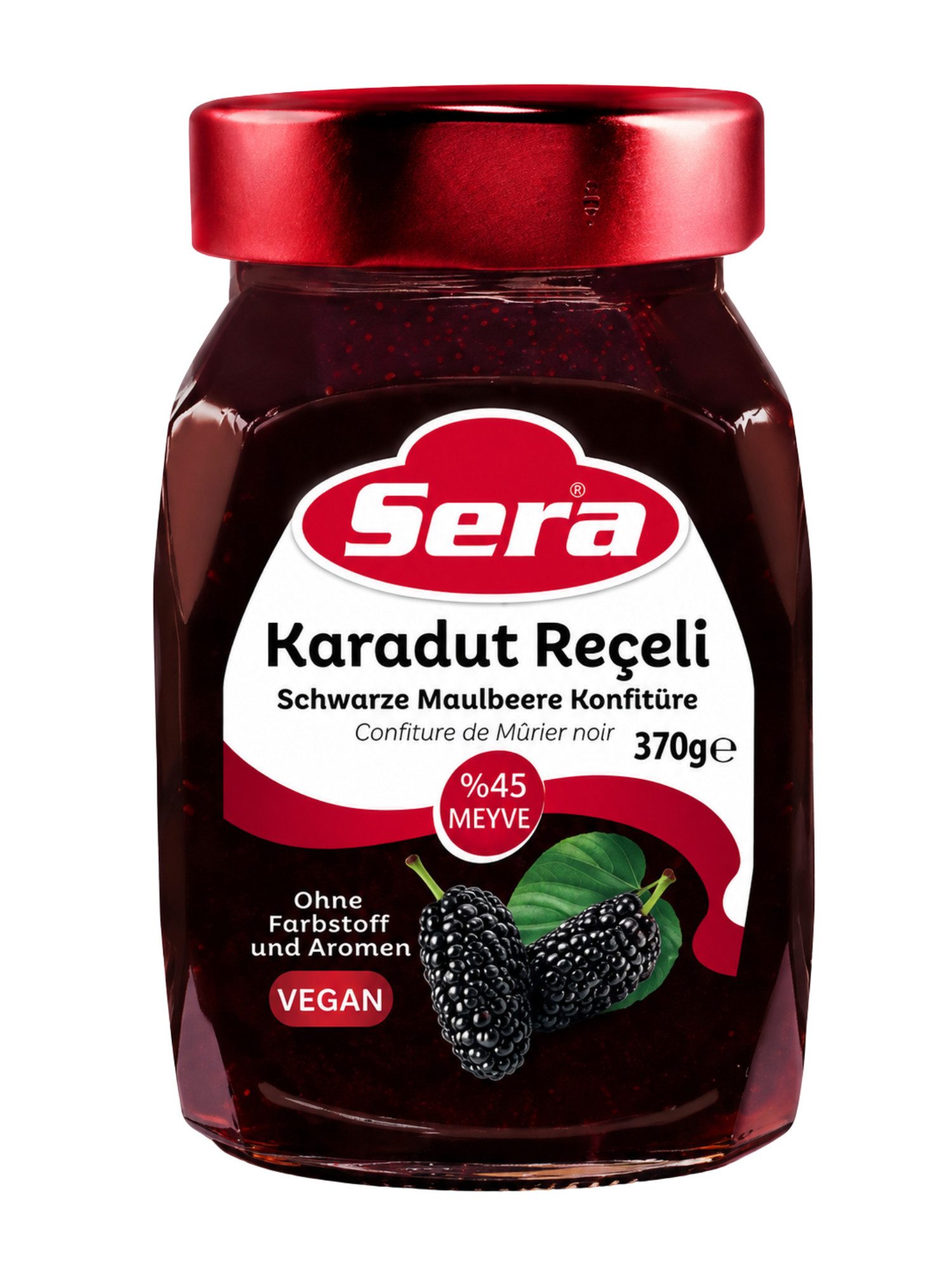 SERA FOOD Saucen Schwarze-Maulbeer-Konfitüre Extra 370 g – Fruchtaufstrich, 1 x 370 g, 1 St., 45 % Fruchtanteil, Premium Qualität