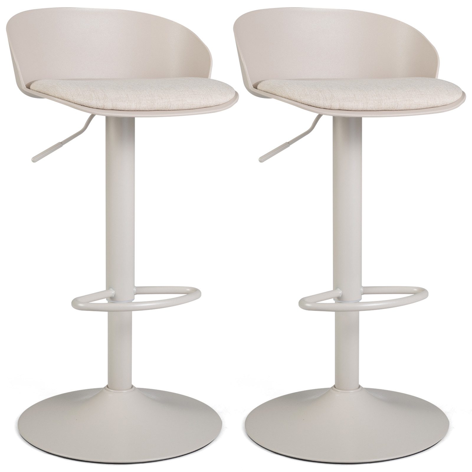COSTWAY Barhocker 2er Set 360° drehbar höhenverstellbar, beige Drehstuhl gepolstert 150kg