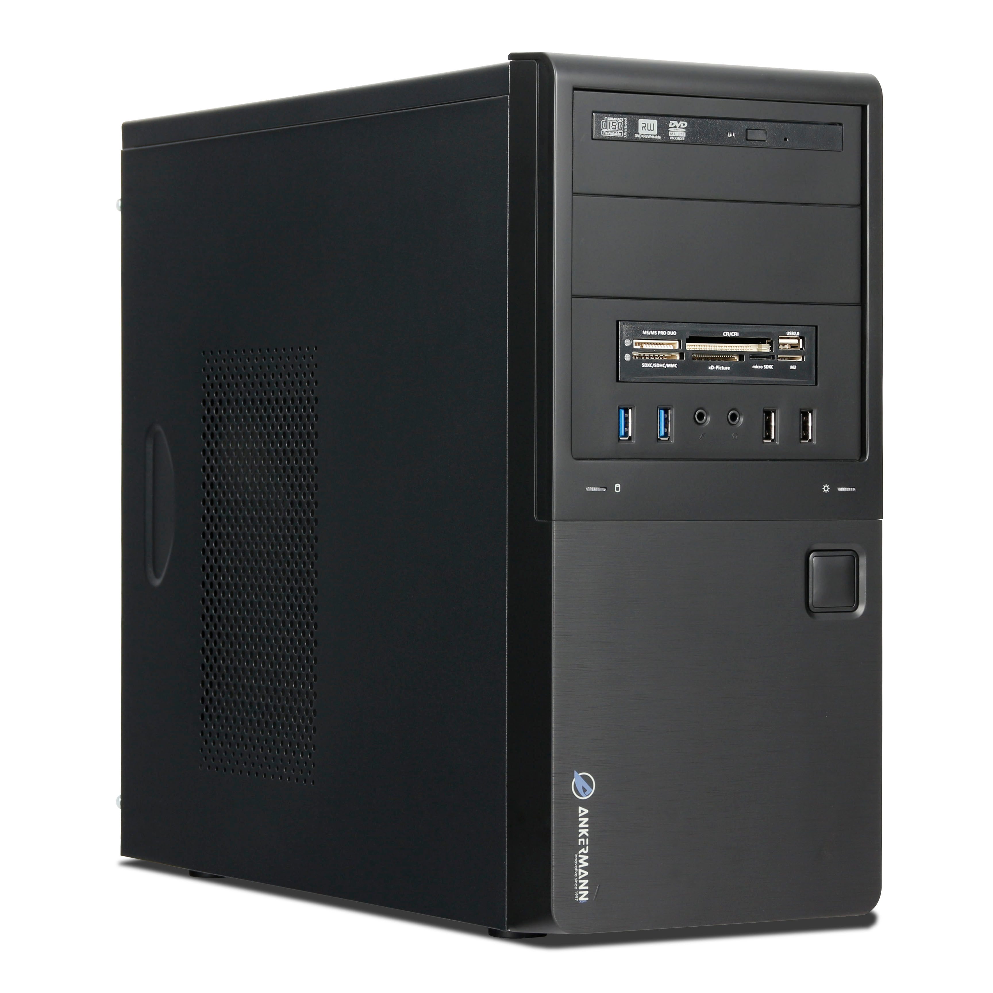 ANKERMANN-PC Business silent CAD Workstation PC (Intel Core i7 8700, Quadro M4000, 32 GB RAM, 2000 GB HDD, 500 GB SSD, Luftkühlung)