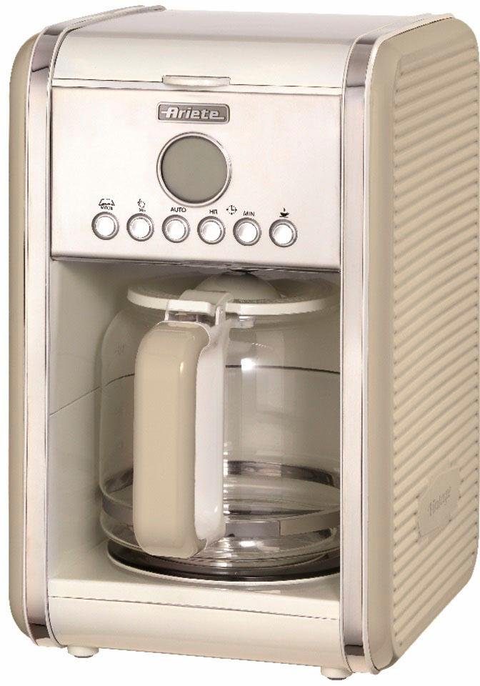 Kaffeezubereitung Filterkaffeemaschine cremefarben, Vintage Ariete 1,5l Startzeit Kaffeekanne, 1342, Permanentfilter, programmierbar