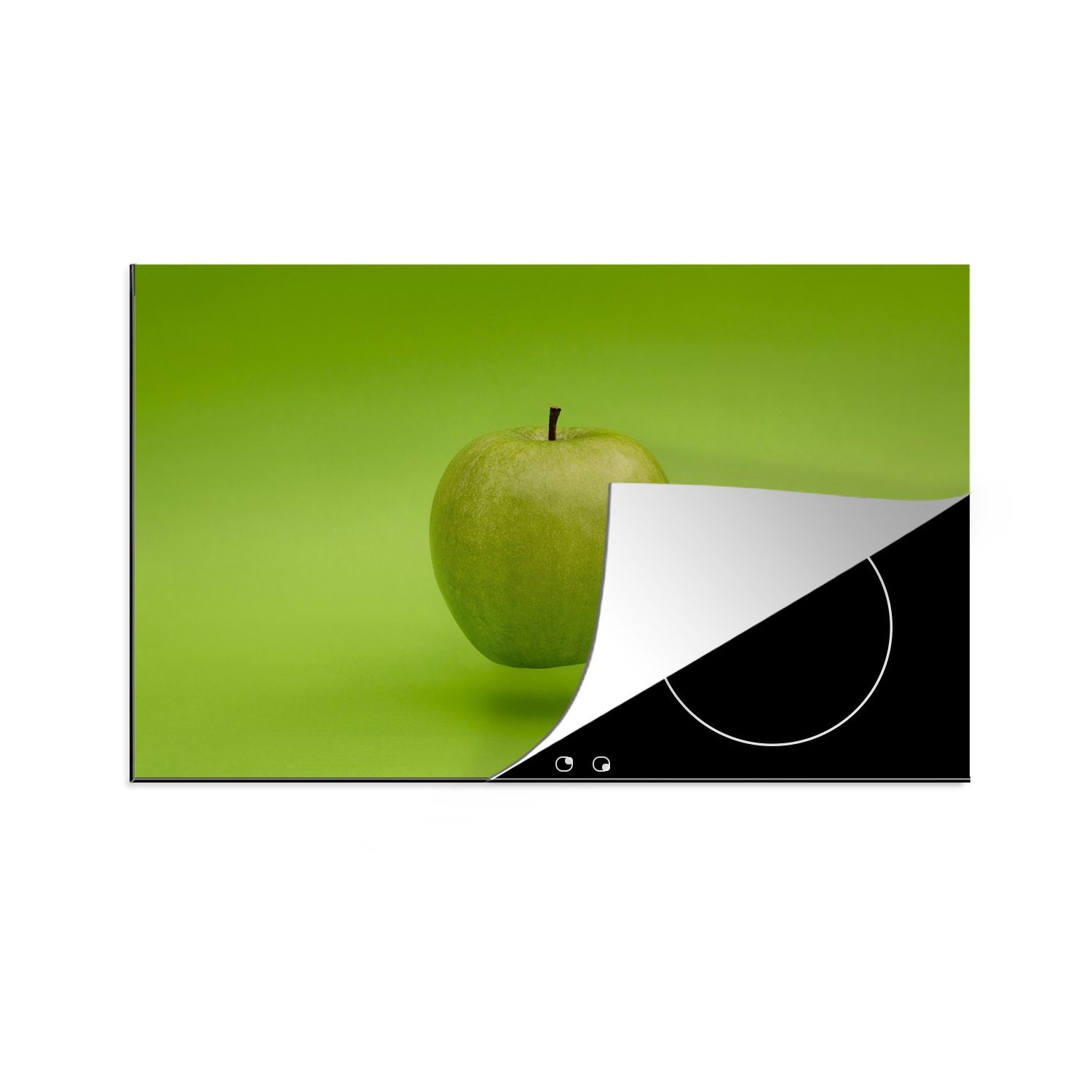 MuchoWow Herdblende-/Abdeckplatte Obst - Apfel - Grün, Vinyl, (1 tlg), 81x52 cm, Induktionskochfeld Schutz für die küche, Ceranfeldabdeckung