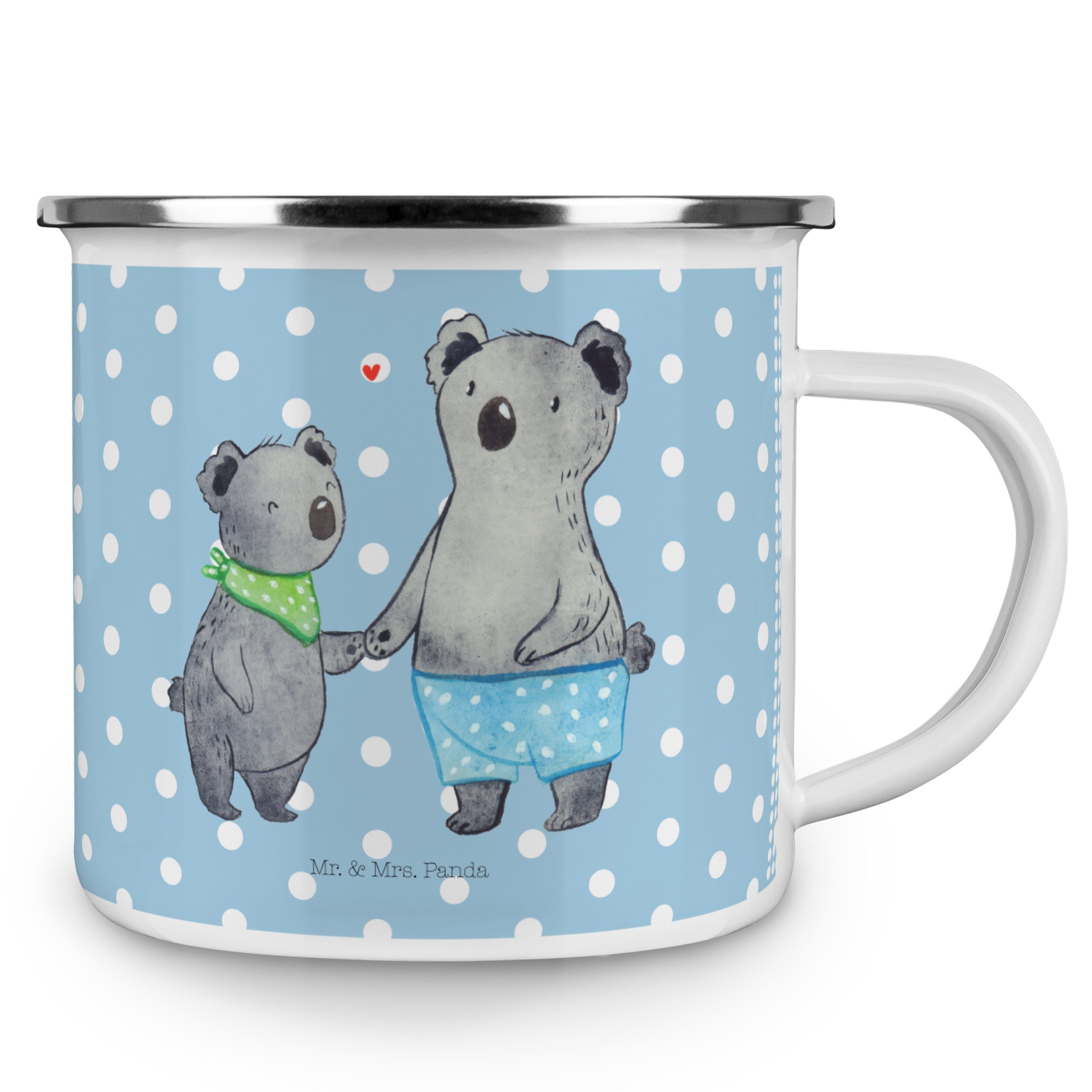 Mr. Emaille Kaffee Becher Kleiner - Geschenk, Blechtasse, - Pastell Mrs. Koala & Blau Bruder Va, Panda