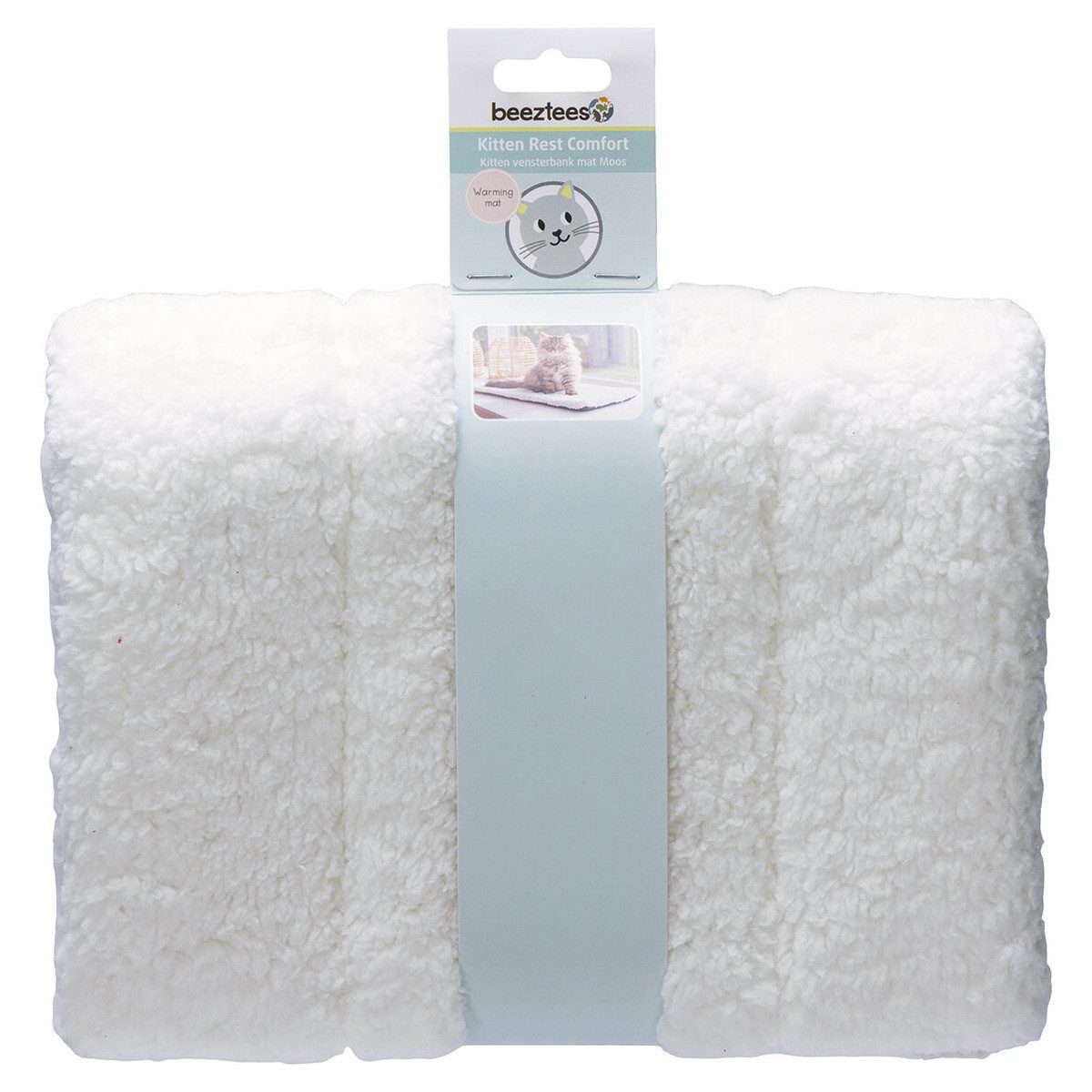 Beeztees Tierbett Kitten Fensterbank-Matte Moos weiß aus Plüsch