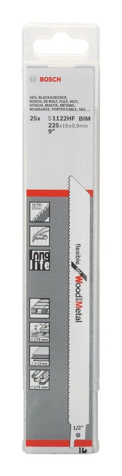 Thumbnail - BOSCH Säbelsägeblatt (25 Stück), S 1122 HF, Flexible for Wood and Metal, 2 - 25er-Pack