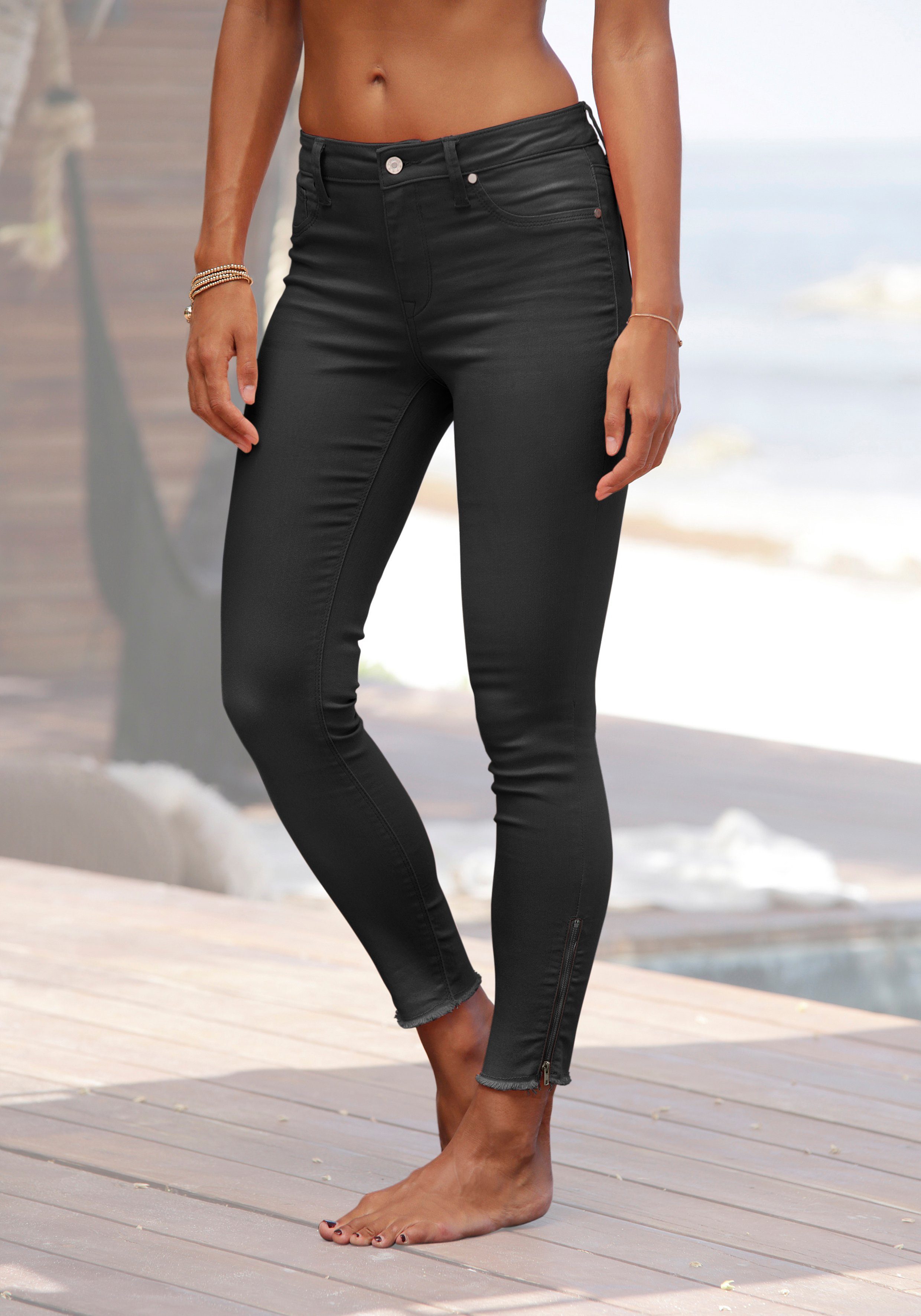 Leggings Jeans Optik.Treggings Freizeithose-Hose Farbe Antrazit-Grau 