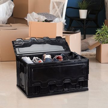 relaxdays Klappbox Transportbox 60 L mit Deckel, Grün