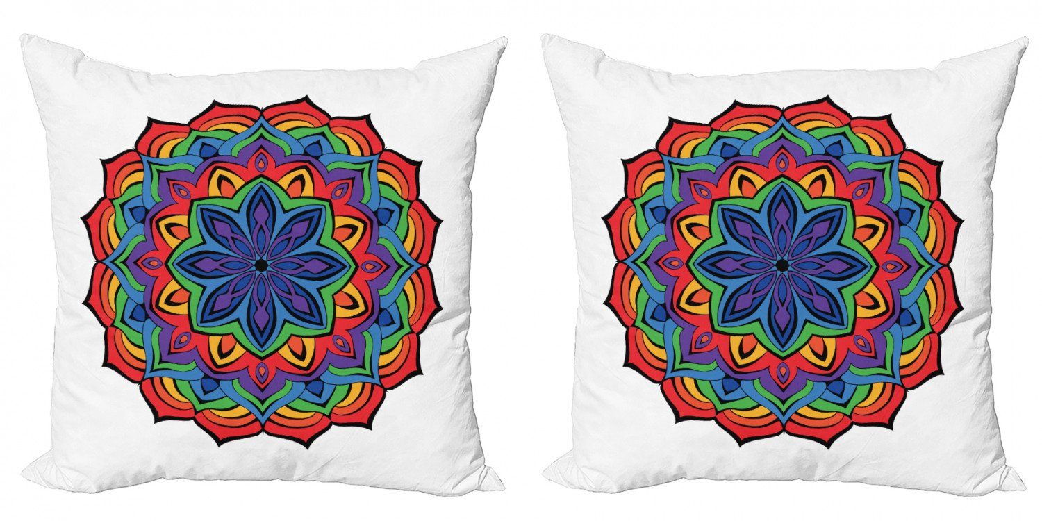 Digitaldruck, Frühling Accent Regenbogen-Mandala (2 Abakuhaus Thriving Doppelseitiger Modern Kissenbezüge Stück),