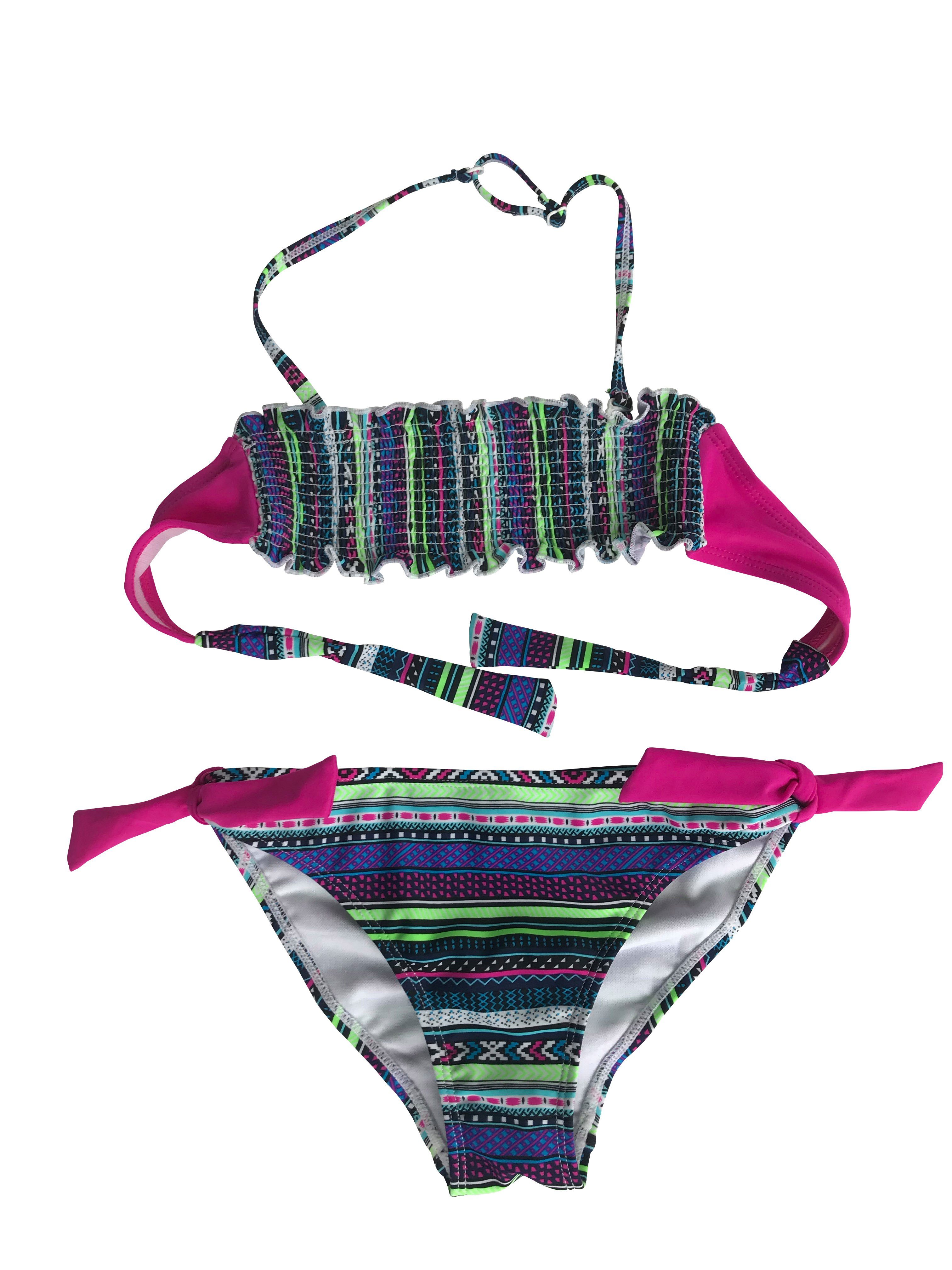 petit amour Bandeau-Bikini MAGGIE Kinderbademode Mädchen 12, 13 & 14 Jahre Mädchenbikini (3-St) Mit Smock-Effekt (elastische Zierstiche am Oberteil)