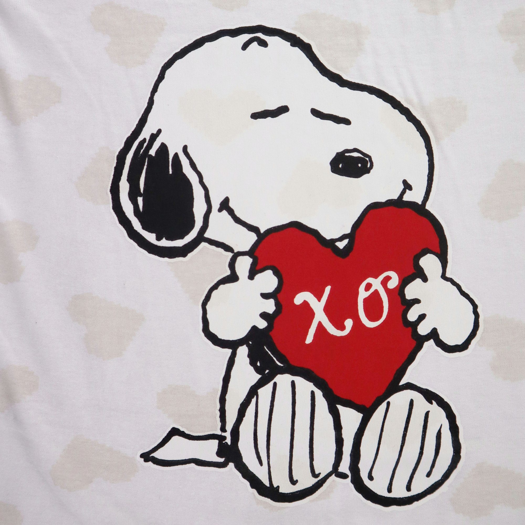 S in 100% Damen Gr. bis Schlafshirt Baumwolle Snoopy Snoopy Nachthemd Love XL, Kurzarmshirt