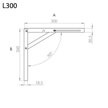 SO-TECH® Wandregalhalter Klappkonsole Länge 300 mm / Höhe 260 mm Tragkraft 120 kg (pro Paar), 1-tlg.