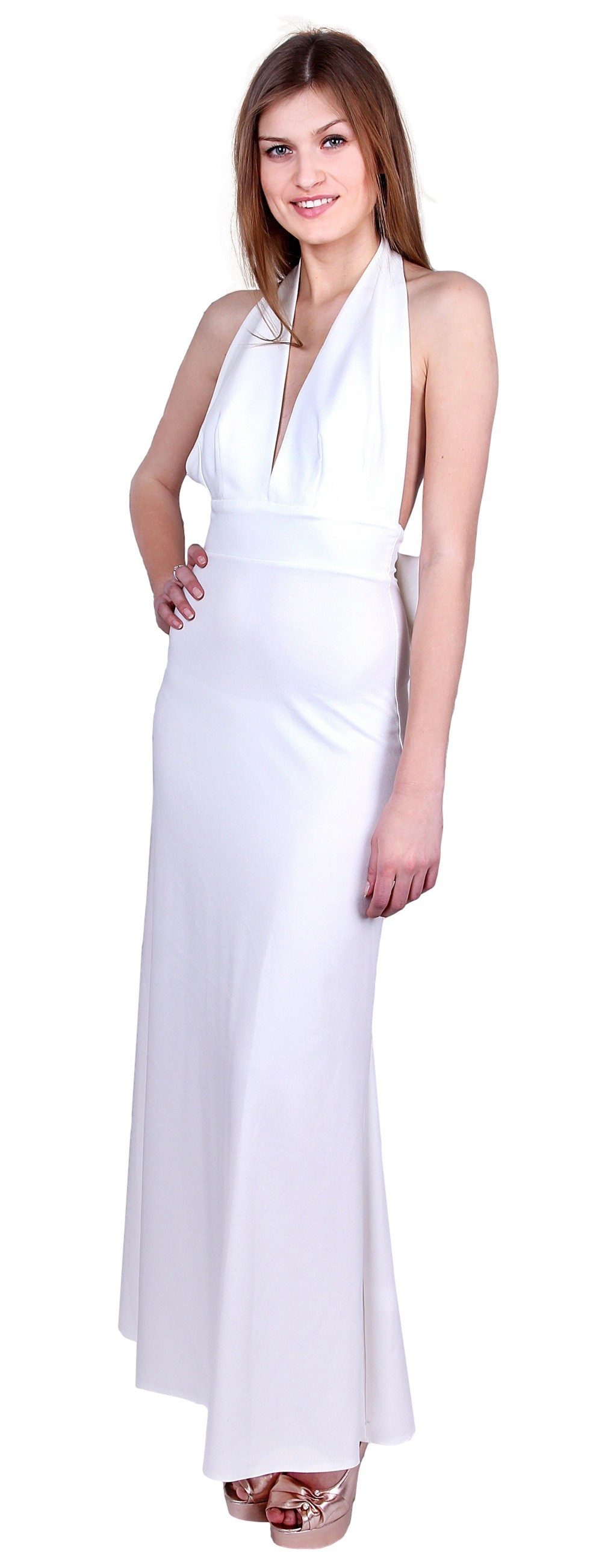 Maxikleid John Zack Weißes Maxikleid mit Schleife S