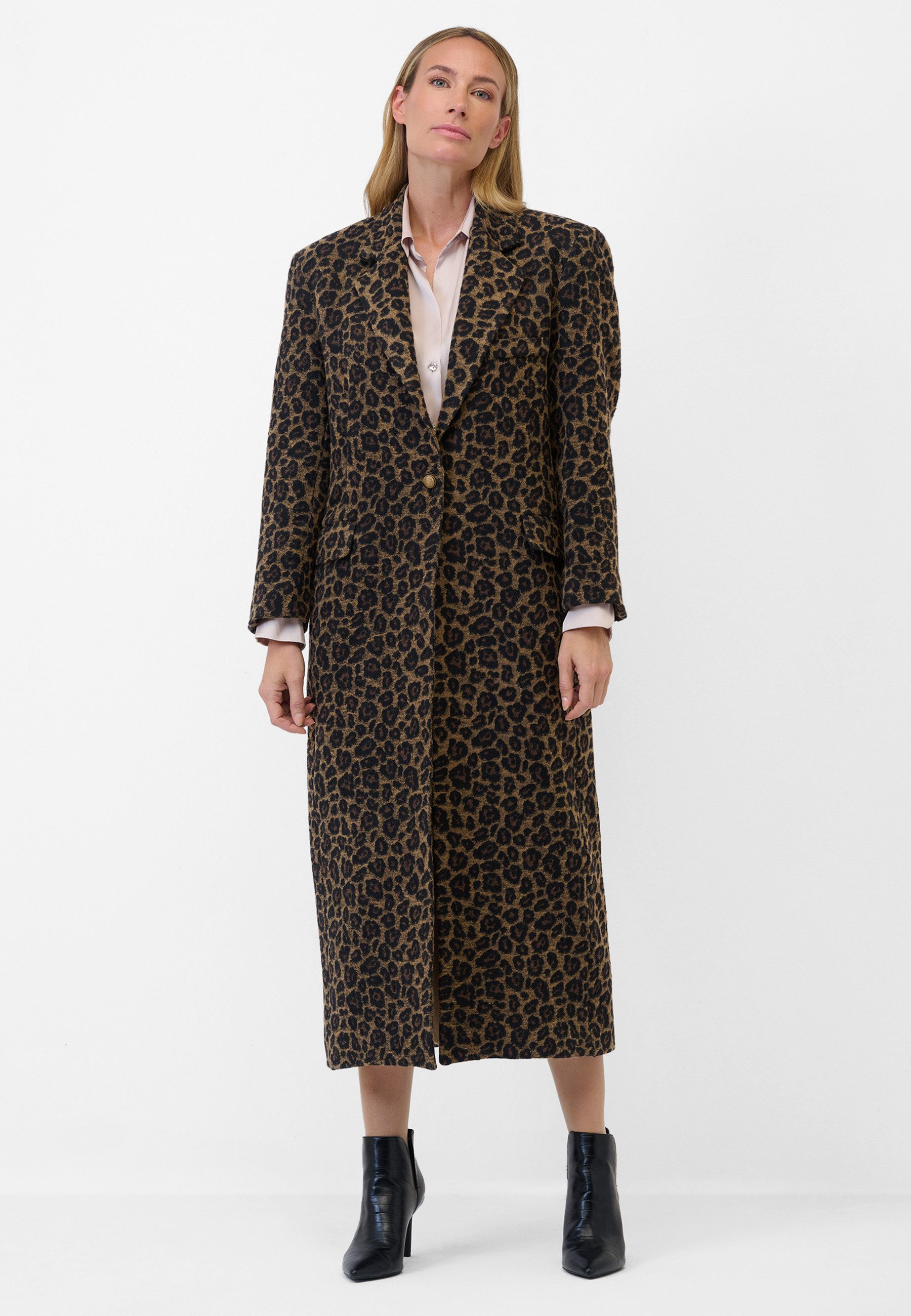 RICANO Langmantel Fabiana Damen Mantel mit Reverskragen und Leopardenmuster günstig online kaufen