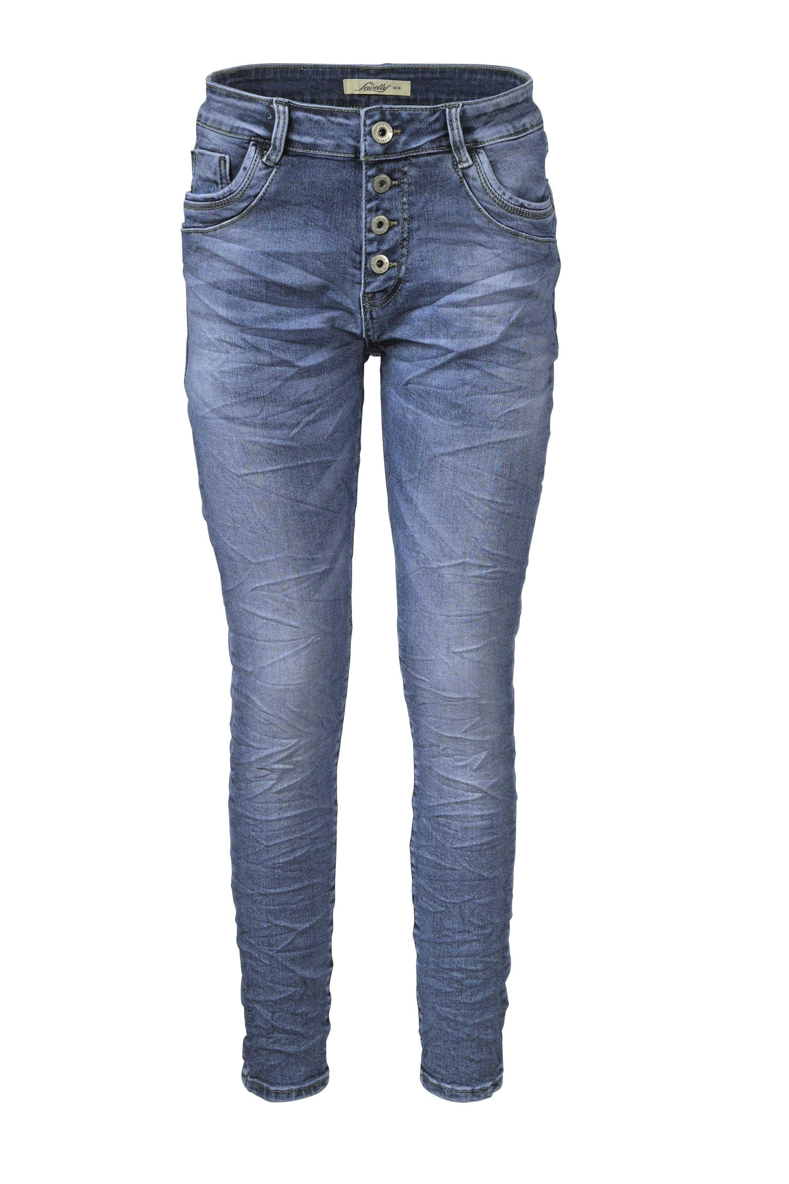 Jewelly Regular-fit-Jeans Stretch Jeans Five-Pocket im Crash-Look