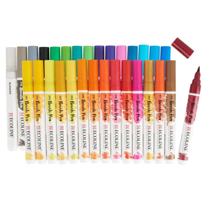Talens Aquarellstifte Ecoline Pinselstifte-Set Brush Pen Basic-Set (30-tlg) 30 Stück