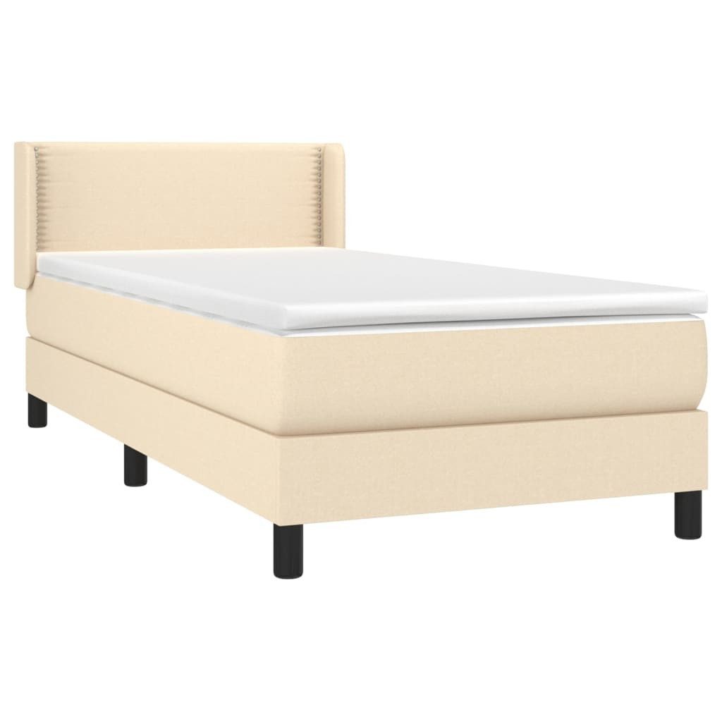 vidaXL Boxspringbett Boxspringbett mit Matratze Creme 90x200 cm Stoff Bett günstig online kaufen