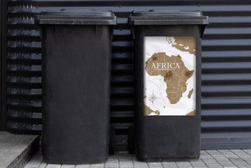 MuchoWow Wandsticker Weltkarte - Braun - Afrika (1 St), Mülleimer-aufkleber, Mülltonne, Sticker, Container, Abfalbehälter