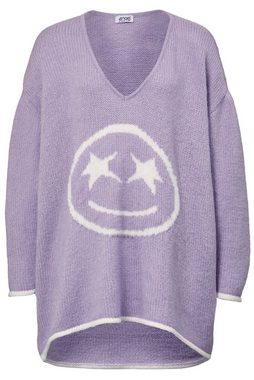 Angel of Style Strickpullover Pullover oversized Smiley V-Ausschnitt Langarm