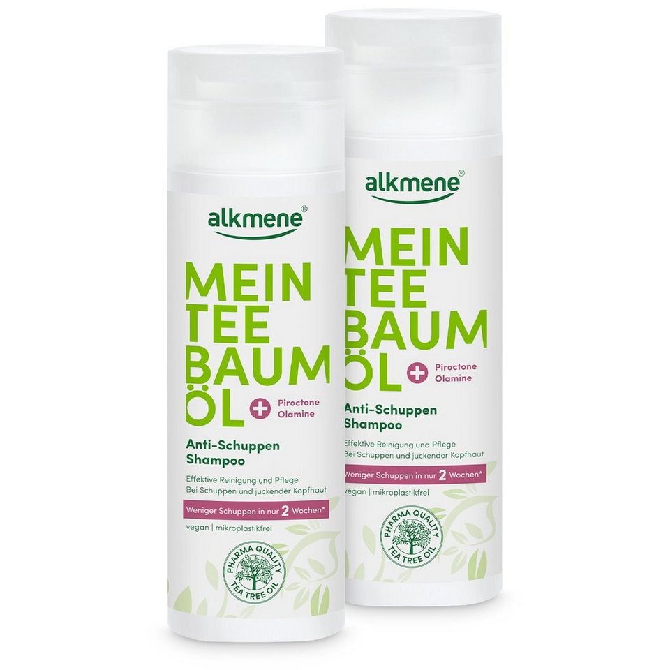 alkmene Haarshampoo 2x Teebaumöl Anti Schuppen Shampoo weniger Schuppen in  2 Wochen,