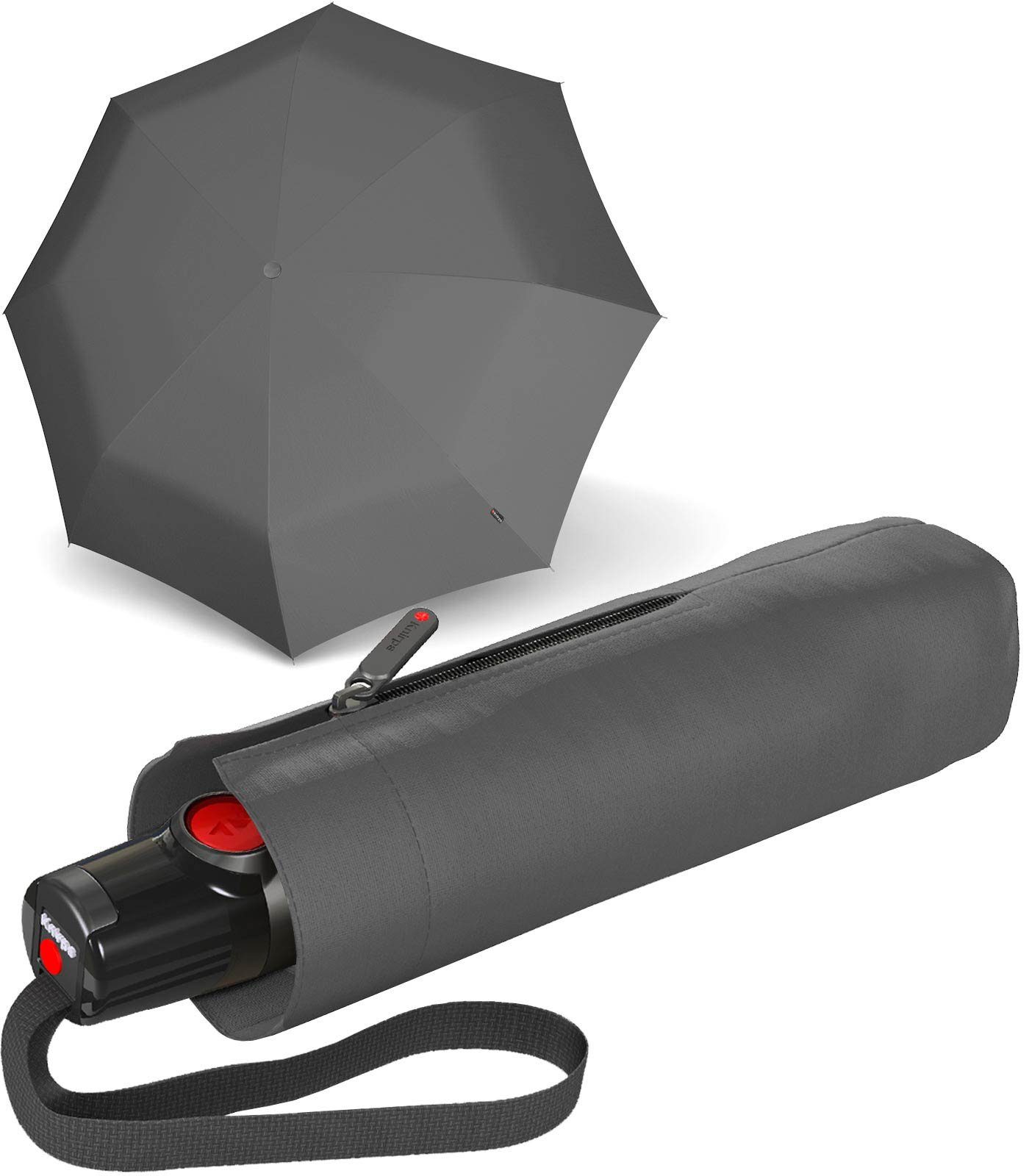 Knirps® Taschenregenschirm T.100 Duomatic mit Auf-Zu-Automatik, kleiner Automatikschirm für die Handtasche dunkelgrau