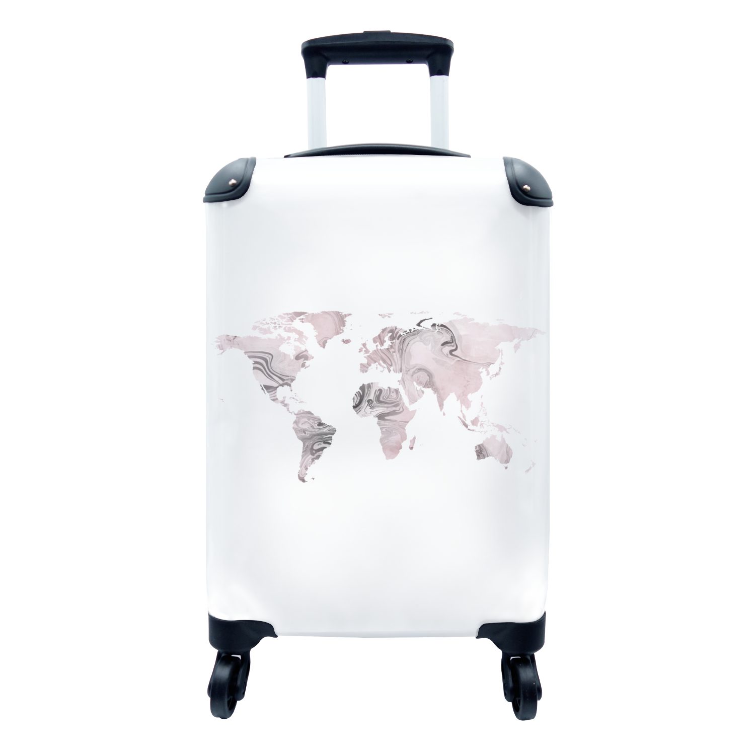 MuchoWow Handgepäckkoffer Weltkarte - Farbe - weiß, 4 Rollen, Reisetasche mit rollen, Handgepäck für Ferien, Trolley, Reisekoffer