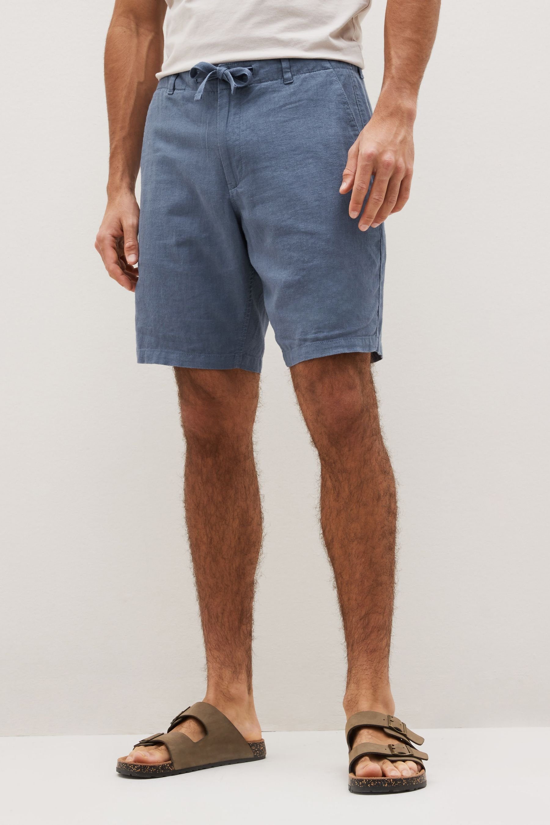 Next Shorts Hose aus Gummibund (1-tlg) Leinengemisch Blue mit