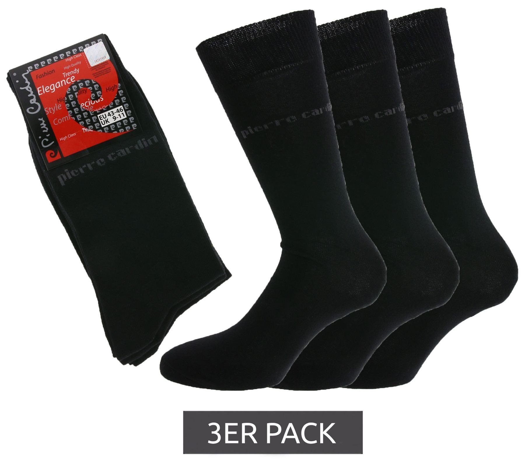 Pierre Cardin Businesssocken 3er Pack Pierre Cardin Strümpfe klassische Business-Socken mit hohem Baumwollanteil Freizeit-Socken PC8010 Schwarz