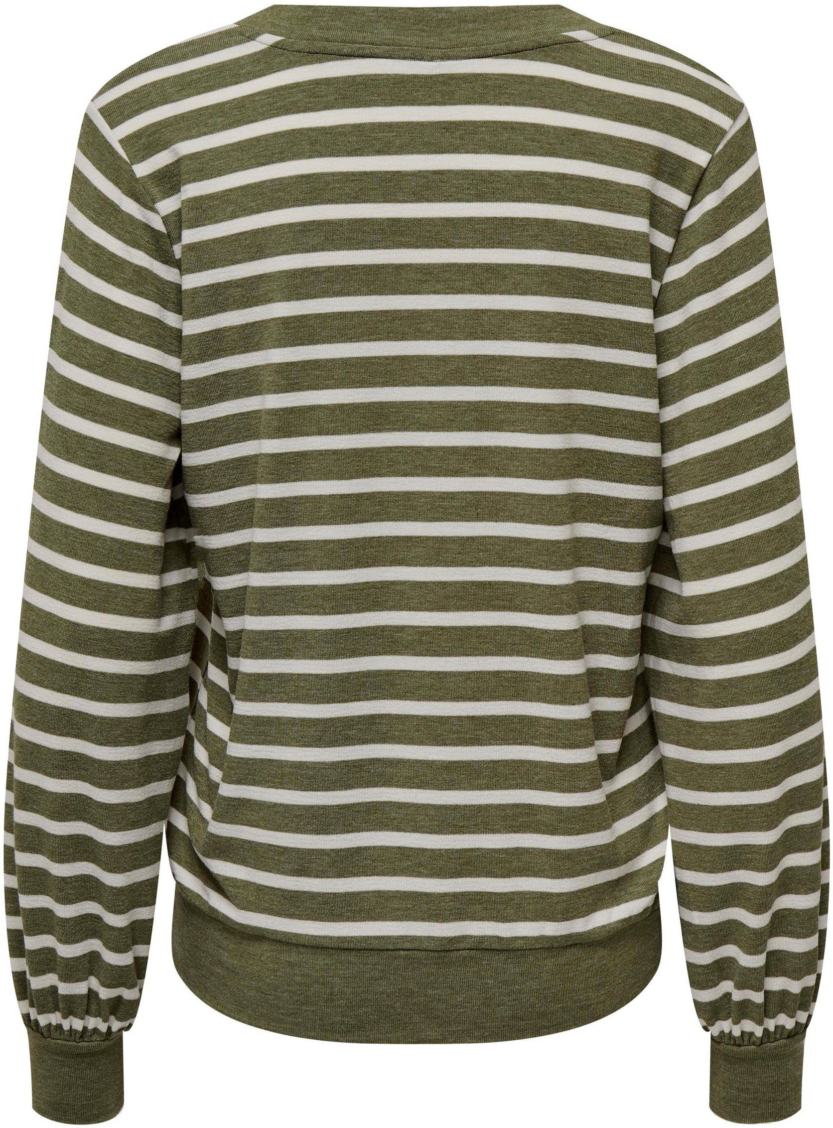 ONLY Stripes JRS V-NECK L/S V-Shirt Aloe TOP ONLRITA