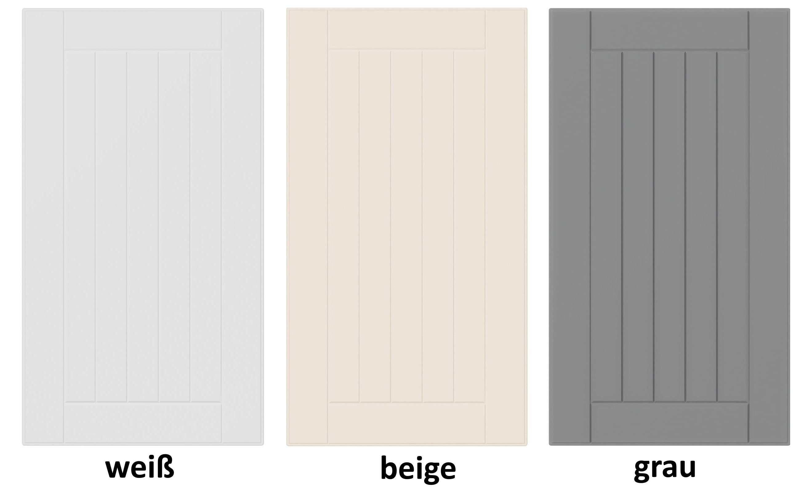 Möbel für Dich Küchenzeile Landhausküche Lora Einbauküche 240 cm 8-teilig, mit Lamellenfronten in Weiß, Beige oder Grau – Bild 4 von 5