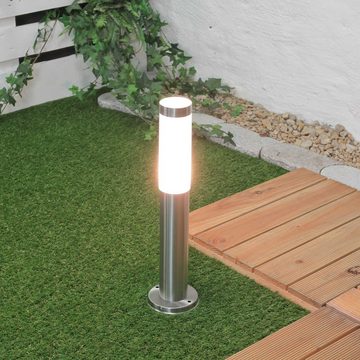 Licht-Erlebnisse Sockelleuchte BRIGHTON, ohne Leuchtmittel, Wegeleuchte Garten Einfahrt Edelstahl 45 cm IP44 Außenlampe