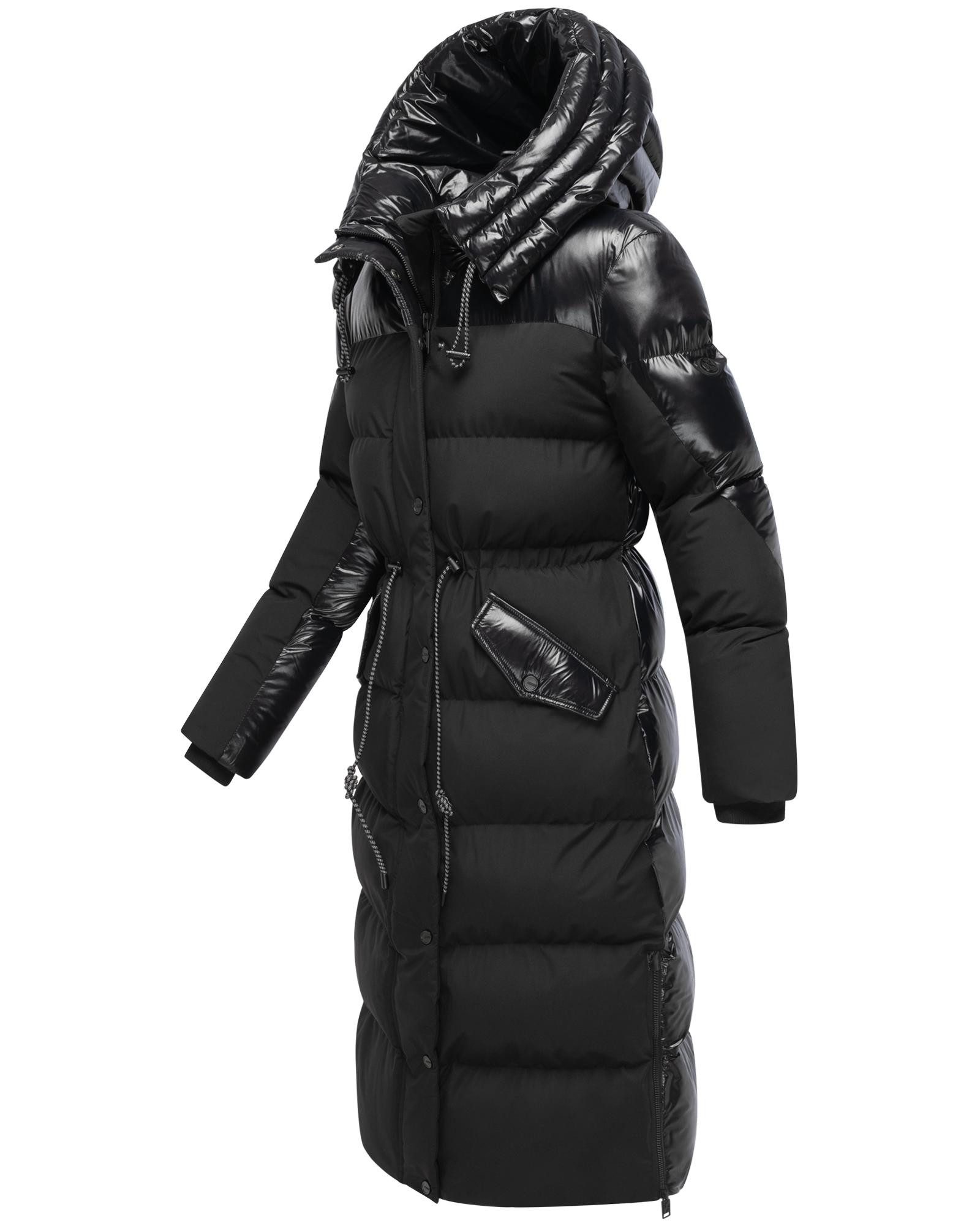 Navahoo Steppmantel Knusperherz 14 Langer gesteppter Damen Wintermantel mit Materialmix