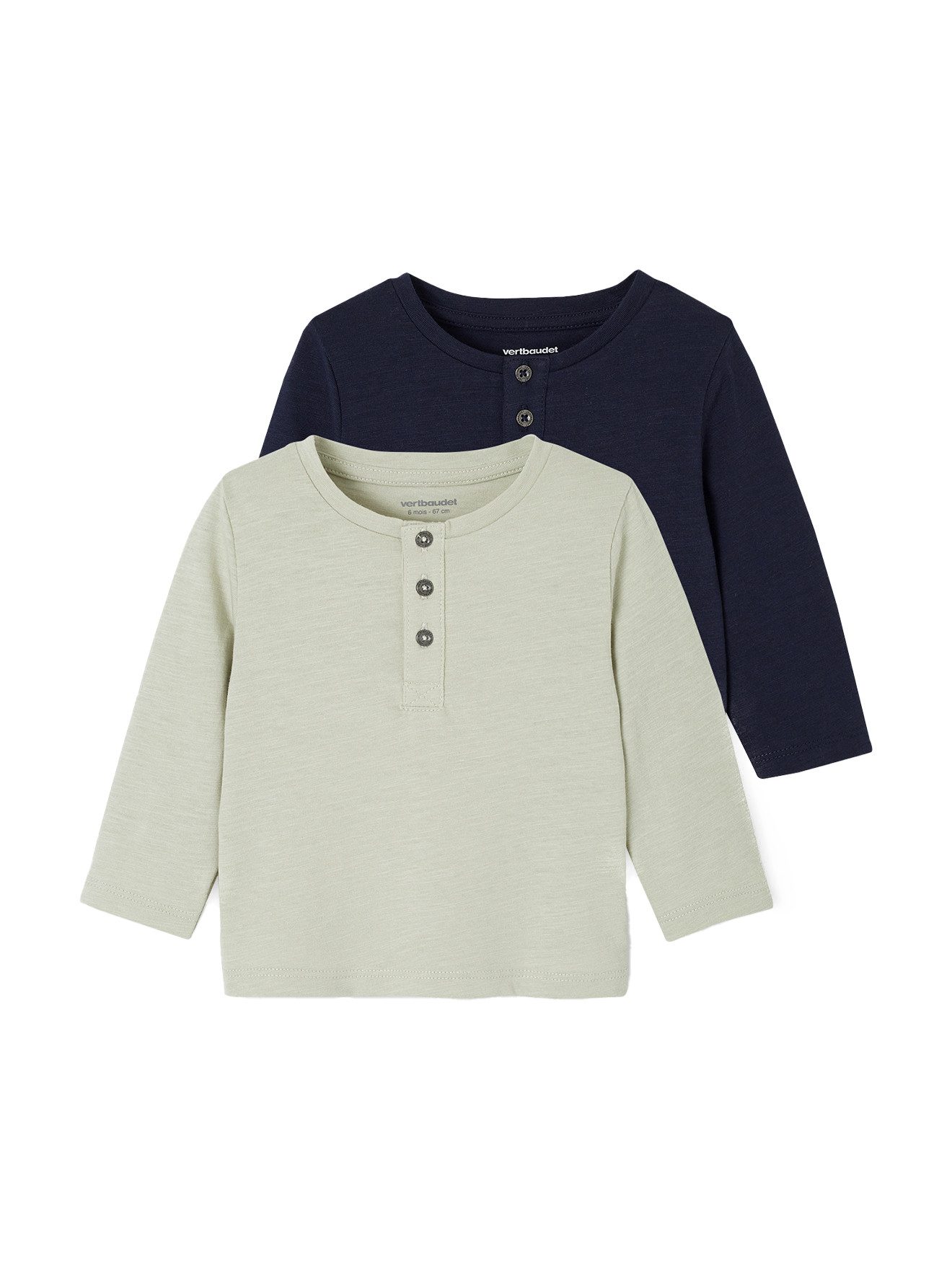 Langarmshirt 2er-Pack Baby Henleyshirts BASIC