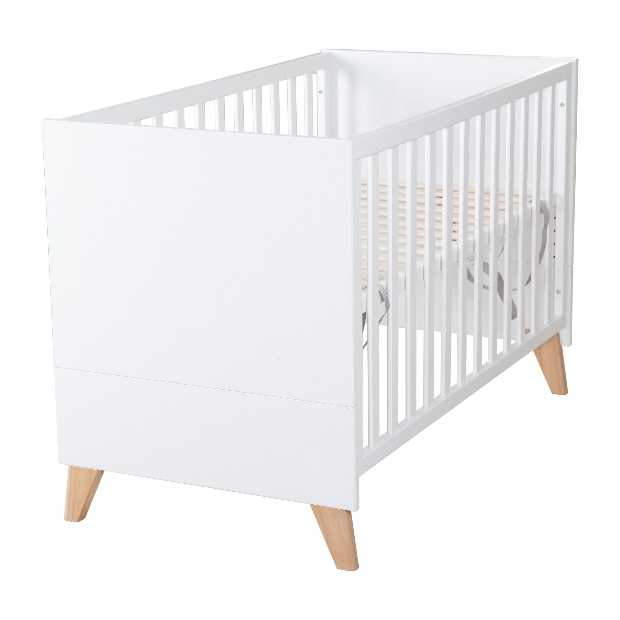 roba® Babybett Leon 60 x 120 cm, Gitterbett 6-fach höhenverstellbar - 5 Schlupfsprossen