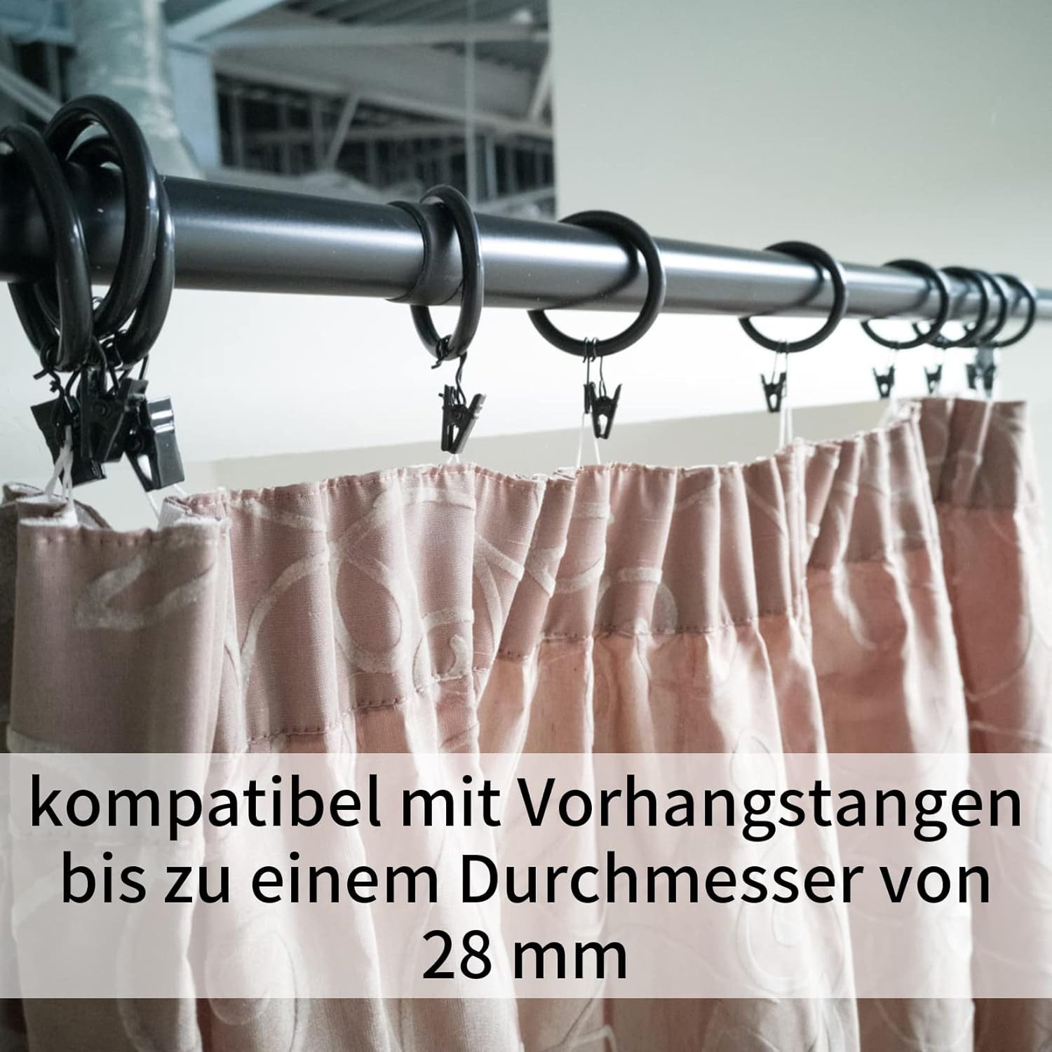 FELIXLEO Gardinenring 50 Stk Gardinenringe Vorhangringe Metallklammern Clips Haken – Bild 4 von 5
