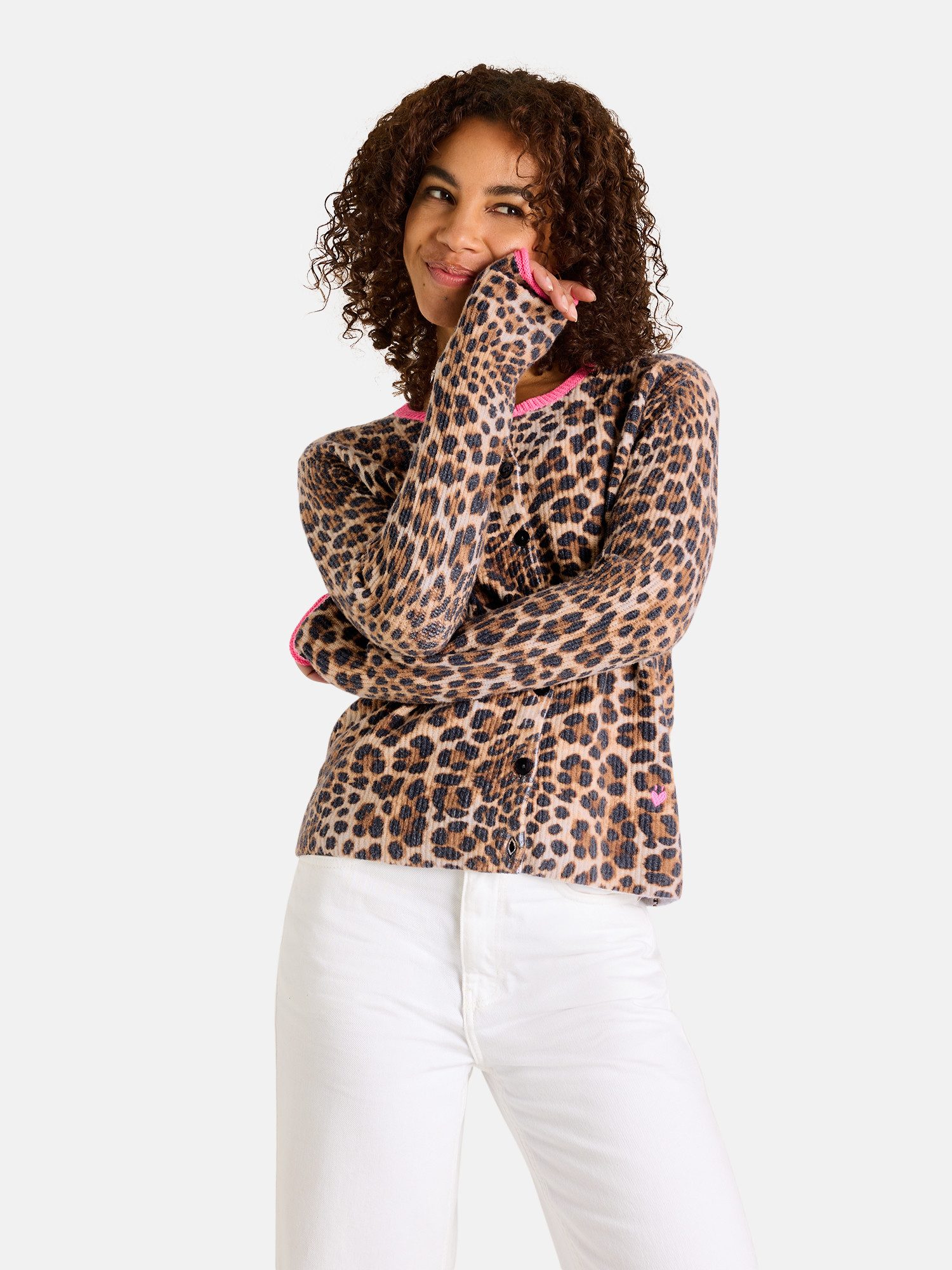 Lieblingsstück Strickjacke AlbaL mit Animalprint und Farbakzenten