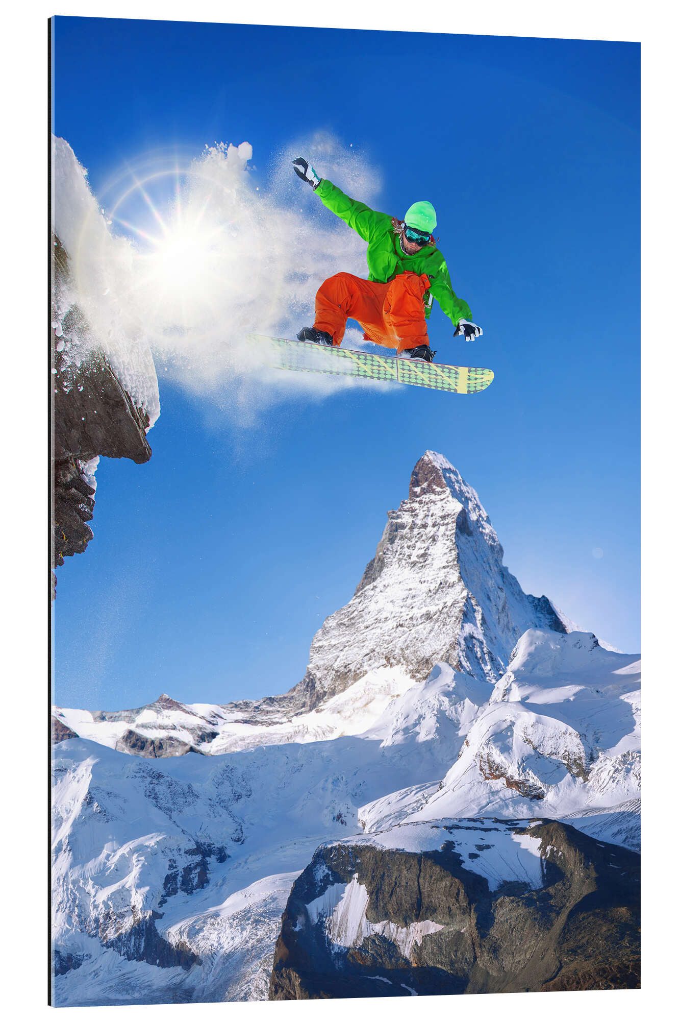 Posterlounge XXL-Wandbild Editors Choice, Snowboarder vor Matterhorn, Fotografie