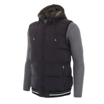 Ital-Design Funktionsjacke Herren Freizeit Weste Kapuze Beidseitig Tragbar Jacke in Schwarz