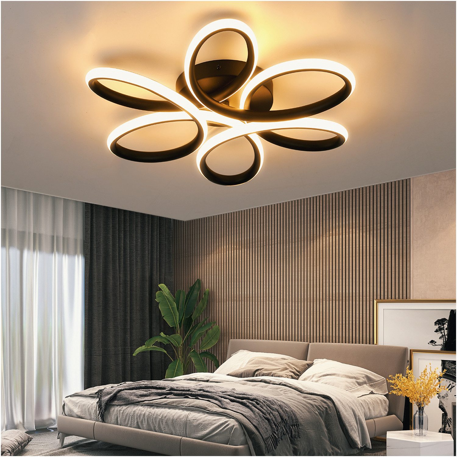 oyajia LED Deckenleuchte 36W/60W Modern Schwarz günstig online kaufen