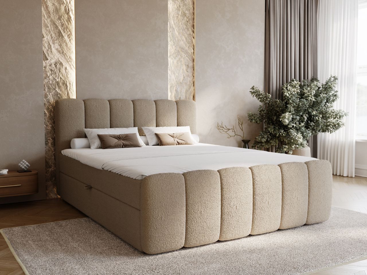 GrainGold Boxspringbett Cloud (Set, Boxspringbett, Bettkästen, Topper), mit zwei Bettkästen und Topper, Bonell-Matratze, Modern Stil