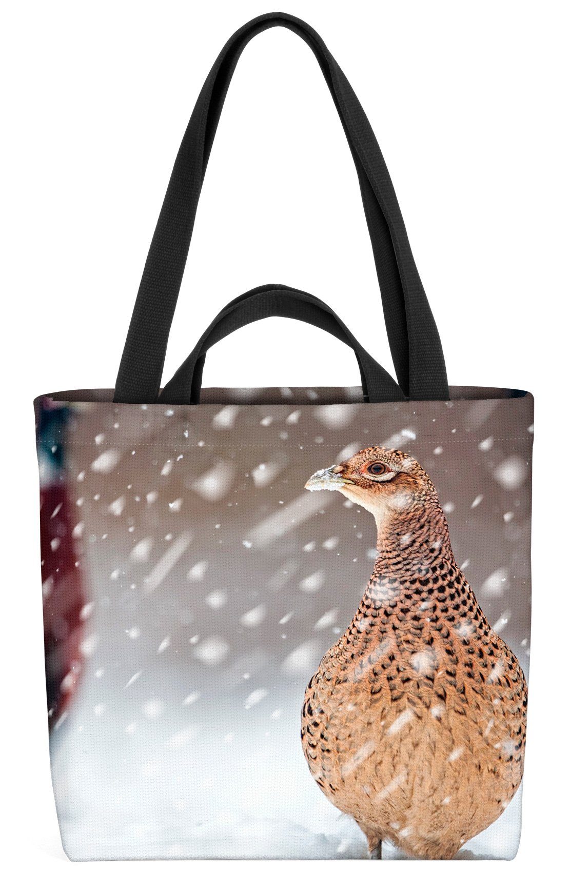 VOID Henkeltasche (1-tlg), Fasan Winter Vogel Wildpark fasan winter drei natur schnee vögel wild