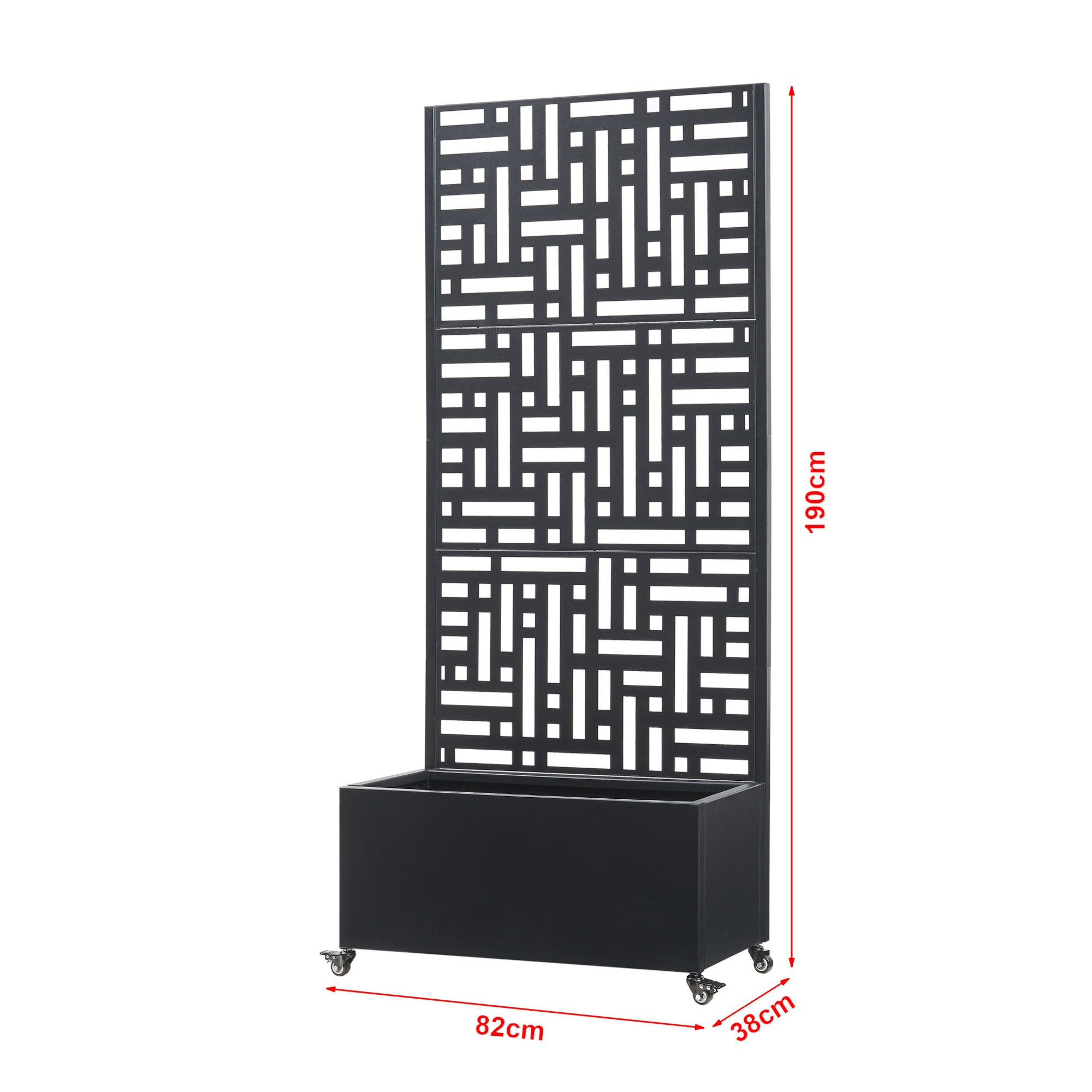 casa.pro Blumenkasten, mit Trennwand »Bernalda« mit Rollen Stahl 190x82x38 cm Schwarz