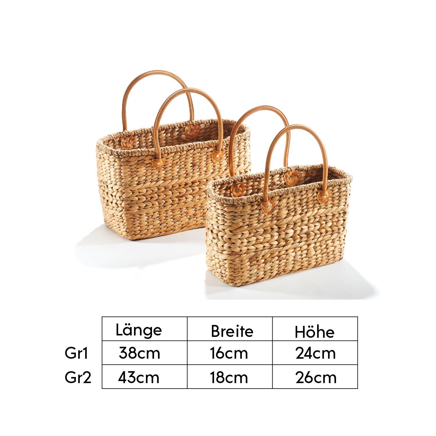 Kobolo Shopper Taschen-Set Korbtaschen 2 Größen geflochten (2er Set, 2-tlg., 2 Taschen), verschiedene Größen