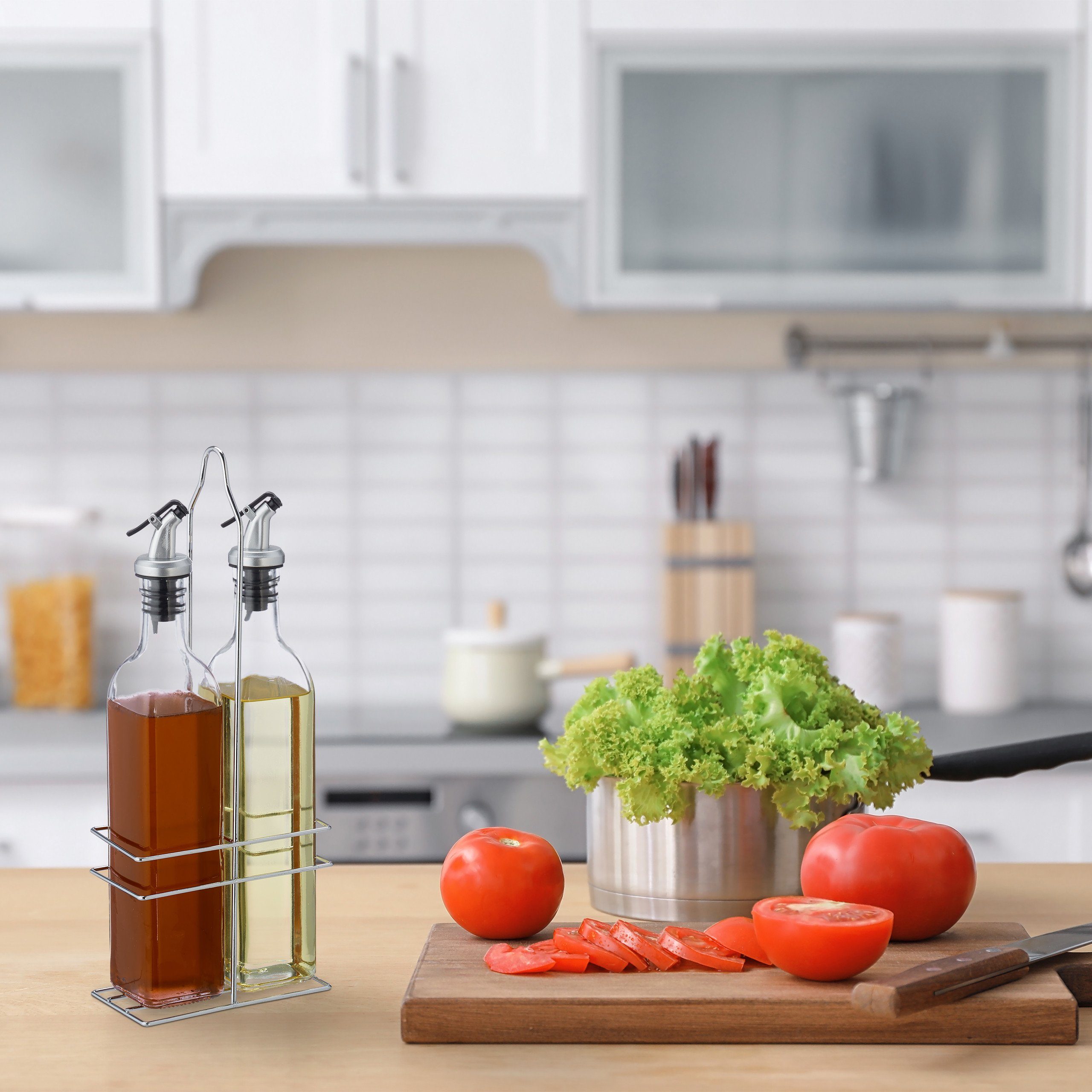 relaxdays Ölspender Essig- und Ölspender im Gestell
