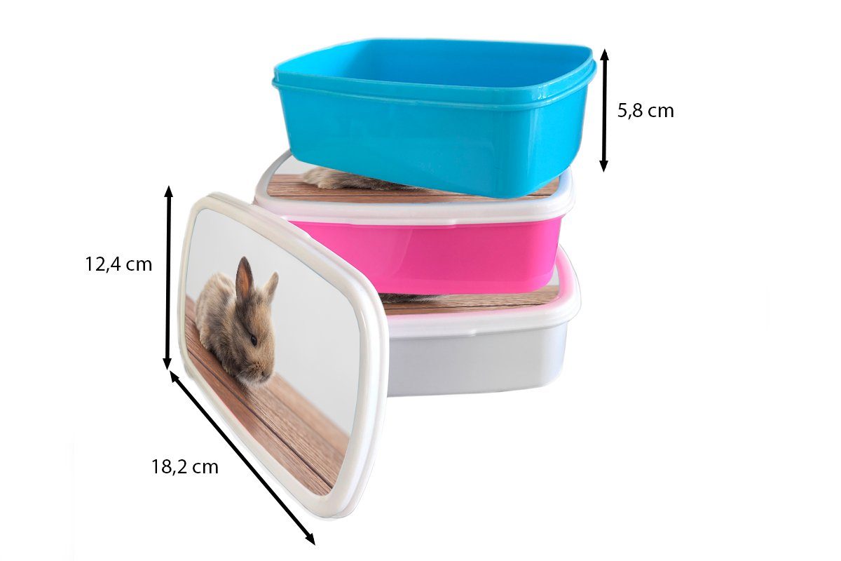 MuchoWow Lunchbox Baby - für Holz, Kunststoff, Brotbox Jungs Kinder Mädchen (2-tlg), und Kaninchen - Brotdose, weiß Erwachsene, und für